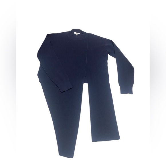 Jason wu collective tie waist mock neck Navy Blue Sweatshirt - Picture 2 of 6